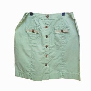 Womens size 10 petite Caribbean Joe 100% Cotton sage green skirt